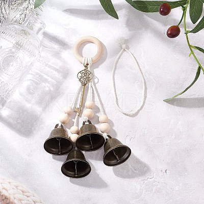 Iron Bell & Alloy Key Pendant Decorations HJEW-JM03587-1