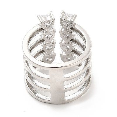Clear Cubic Zirconia Open Cuff Ring RJEW-E064-03P-1