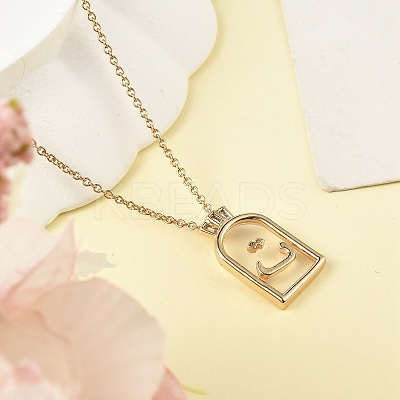Arch Brass Pendant Necklaces LS-NJEW-H051-05G-1