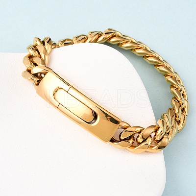 304 Stainless Steel Cuban Link Chain Bracelets for Men Women BJEW-C124-02G-1