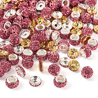 120Pcs 4 Styles Flat Round Iron Rhinestone Spacer Beads FIND-TA0005-68-1