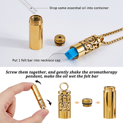 2Pcs 2 Styles Stainless Steel Perfume Bottle Necklaces NJEW-FH0001-29A-1