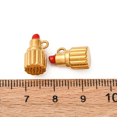 304 Stainless Steel Enamel Charms Lipstick Charm STAS-Q363-11B-G-1
