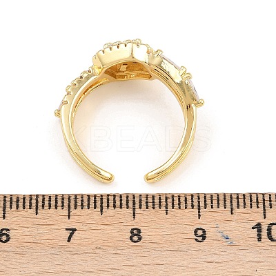 Brass Micro Pave Cubic Zirconia Cuff Rings for Women RJEW-Z113-51G-1