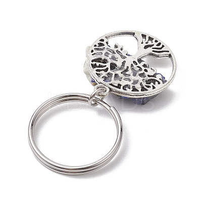 7Pcs Natural & Synthetic Mixed Stone Tree of Life Keychains KEYC-JKC01369-1