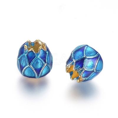 Golden Plated Alloy European Beads MPDL-L029-Q01-G-1