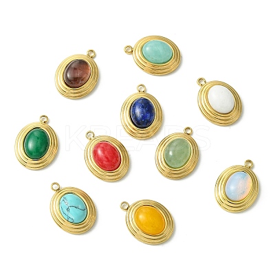 12Pcs 12 Styles Natural Gemstone Pendants STAS-CJ0002-60-1