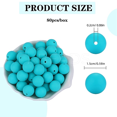 80Pcs Round Silicone Focal Beads SIL-SZ0001-24-01-1