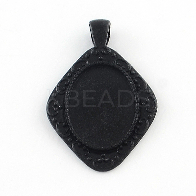 Electrophoresis Alloy Rhombus Pendant Cabochon Settings X-PALLOY-Q304-20-NR-1