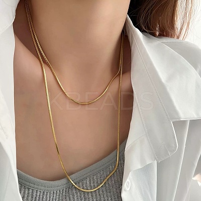1.6MM 304 Stainless Steel Snake Chain Long Necklaces NJEW-A049-02G-1