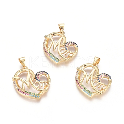 Brass Micro Pave Cubic Zirconia Pendants ZIRC-G152-33G-1