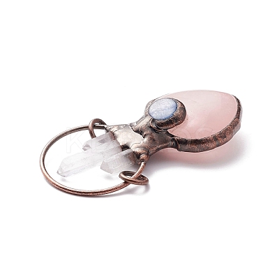 Natural Quartz Crystal and Rose Quartz Big Pendants G-M383-23R-1