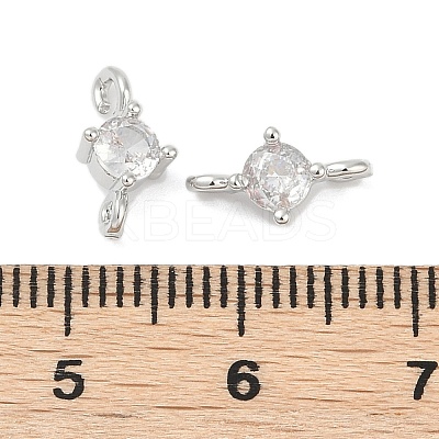 Brass Clear Cubic Zirconia Connector Charms KK-Z094-10P-1