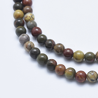 Natural Polychrome Jasper/Picasso Stone/Picasso Jasper Beads Strands G-E444-43-4mm-1