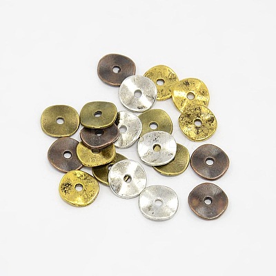 Mixed Color Tibetan Style Alloy Disc Spacer Beads TIBEB-X0026-NR-1