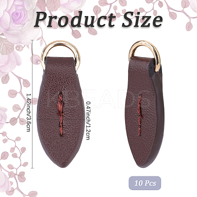 10Pcs Cattlehide Zipper Heads PURS-CL0001-19C-1