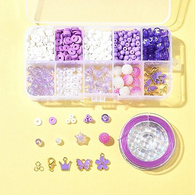 DIY Round Acrylic & Glass Beads Bracelets Jewelry Kits DIY-FS0006-29C-1