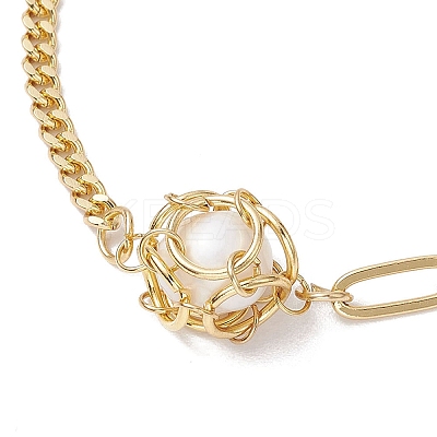 Natural Cultured Freshwater Pearl Bead Macrame Pouch Link Bracelets BJEW-JB10229-1