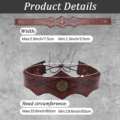 PU Leather & Alloy Headbands Hair Accessories for Women Girls OHAR-WH20009-02C-01-1