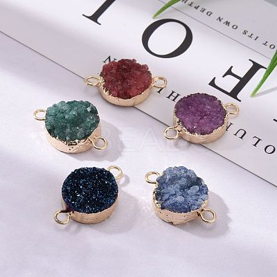 Natural Drusy Agate Flat Round Links connectors G-P090-17-1