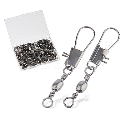 100Pcs Stainless Steel Solid Fishing Swivel Snaps Hook Connector Barrel Bearing FIND-FH0010-59-1