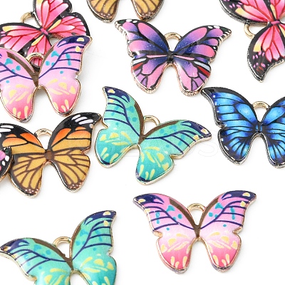12Pcs 6 Colors Printed Alloy Pendants FIND-FS0001-28-1