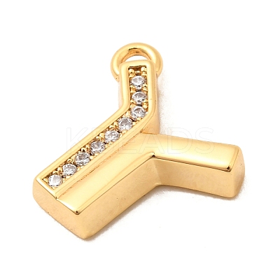 Brass Micro Pave Cubic Zirconia Charms KK-C117-12G-Y-1