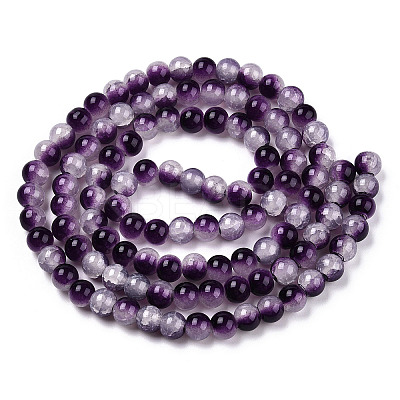 Crackle Baking Paint Imitation Jade Glass Beads Strands X1-DGLA-T003-8mm-13-1