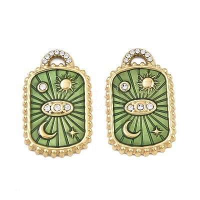 304 Stainless Steel Rhinestone Pendants STAS-P415-14G-1