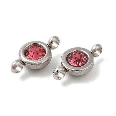 304 Stainless Steel Single Rhinestone Connector Charms STAS-E194-13P-16-1