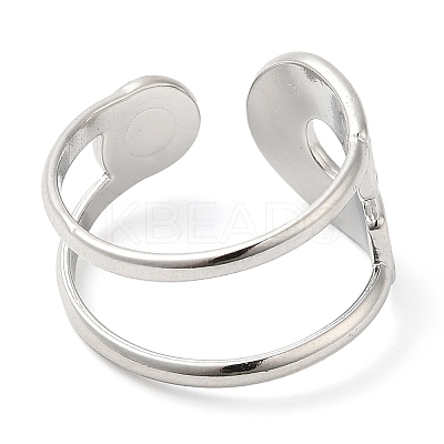 Non-Tarnish 304 Stainless Steel Double Layer Open Cuff Ring for Women RJEW-I098-27P-1