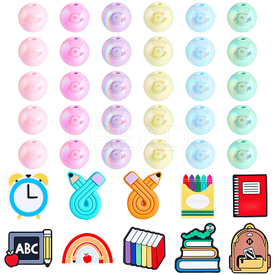 10Pcs 10 Styles School Theme Silicone Focal Beads SIL-BM0001-07-1