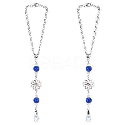 2Pcs Alloy Flower Pendant Decorations HJEW-ME0001-07B-1