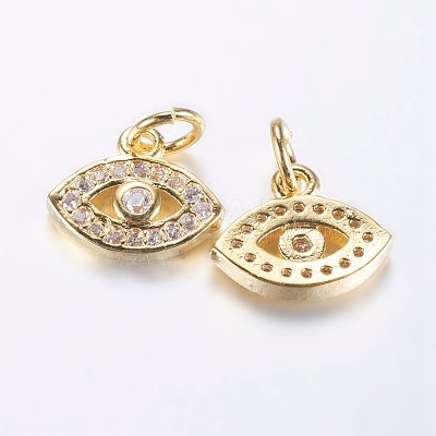 Long-Lasting Plated Brass Micro Pave Cubic Zirconia Charms ZIRC-F069-34G-1