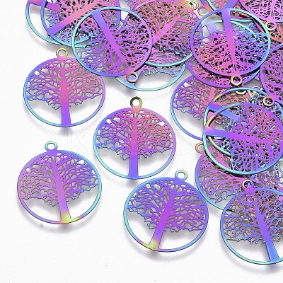 Ion Plating(IP) 201 Stainless Steel Filigree Pendants X-STAS-R102-13-1