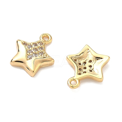 Brass Micro Pave Cubic Zirconia Star Charms KK-A281-19G-1