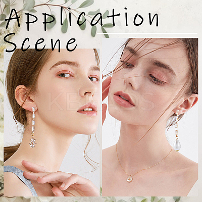 6Pcs Brass Pave Clear Cubic Zirconia Rectangle Tassel Stud Earring Findings DIY-CN0002-77-1