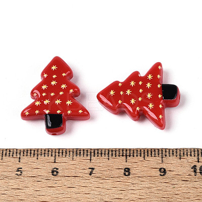 Christmas Printed Opaque Resin Beads RESI-N043-27B-1