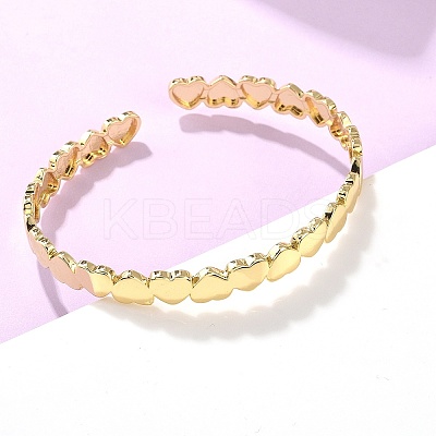 Heart Brass Cuff Bangles for Women BJEW-C144-01B-G-1