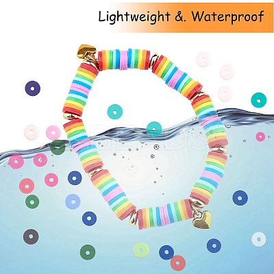 10 Strands 5 Colors Flat Round Handmade Polymer Clay Beads CLAY-SZ0002-02C-1