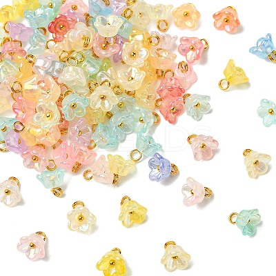 100Pcs Transparent Acrylic Flower Charms PALLOY-CJ00183-1