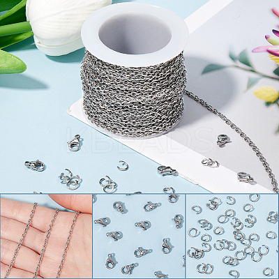 304 Stainless Steel Cable Chains Necklace Making Kits FIND-SC0012-52P-1