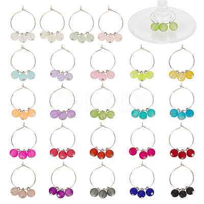 48Pcs 24 Colors Brass Wine Glass Charms AJEW-GO00008-1