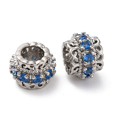 Brass Micro Pave Cubic Zirconia European Beads KK-H513-06P-1