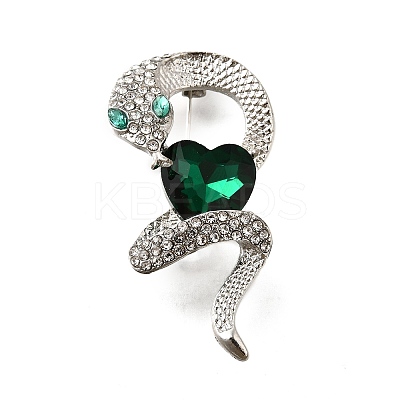 Snake Aolly Rhinestone Brooches JEWB-V008-01P-1