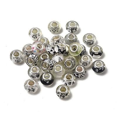 Printed Transparent Resin European Beads RESI-C063-03E-1