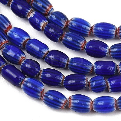 Handmade Millefiori Glass Oval Beads Strands LK-Z001-02A-02-1