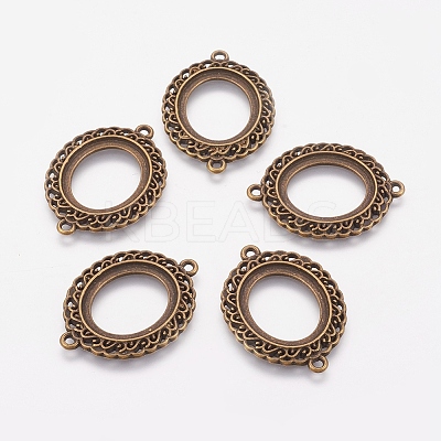 Tibetan Style Links Cabochon Bezel Open Back Settings X-TIBEP-R002-AB-LF-1