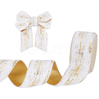Gold Stamping Single Face Velvet Ribbon OCOR-WH0082-360B-1