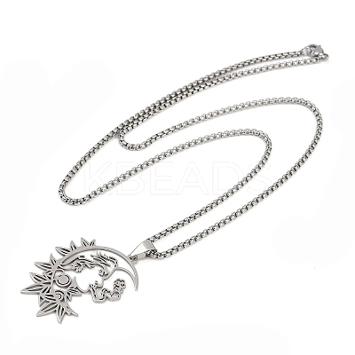 Gothic 201 Stainless Steel Hollow Moon Woman Pendant Necklaces NJEW-K283-04P-1
